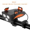 4-in-1 Fahrradscheinwerfer Fahrrad-Frontlicht Handyhalter für Fahrradhalterung Fahrradhupe Wasserdicht Wiederaufladbare Powerbank-Funktion