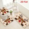 Beige Christmas Reindeer Toilet Mat U Shaped Floor Mat for Bathroom Cute Holly Soft Washable Cozy Non Slip Home Decor