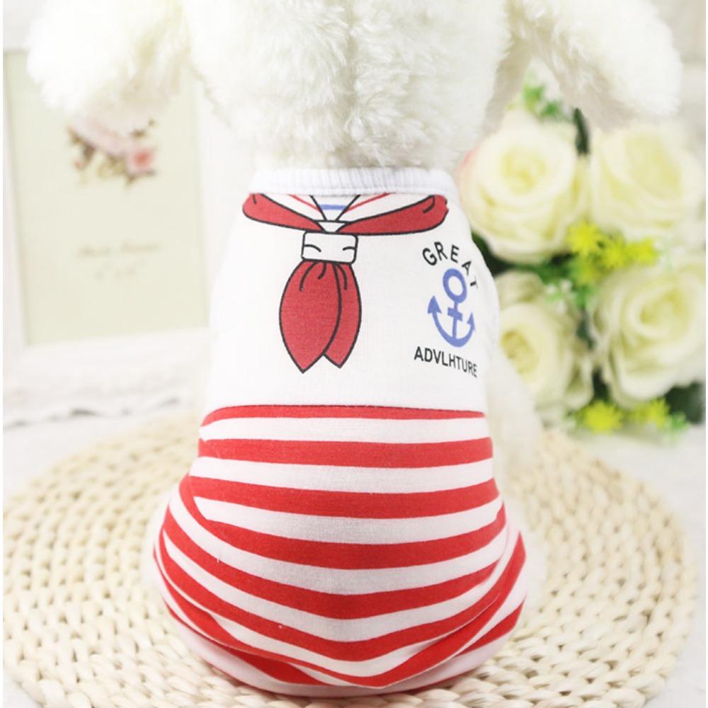 Pet Clothing Navy Striped Dog Cat Vest Supplies Dog Clothing Cat Clothing Teddy Doo