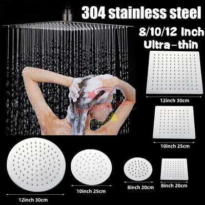 8/10/12 Zoll Edelstahl Quadratischer Duschkopf Hochdruck-Duschsprüher Top-Duschkopf Chrom Wassersparendes Badezimmerzubehör