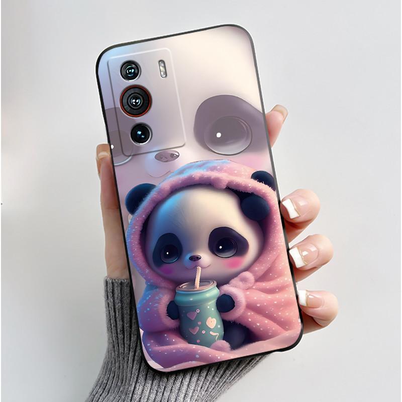 Hülle Für ZTE Nubia Z40 Pro NX701J Niedliches Herz Hase Schwarz Weiches TPU Silikon Stoßfeste Rückabdeckung Für Nubia Z40Pro 5G Handyhülle