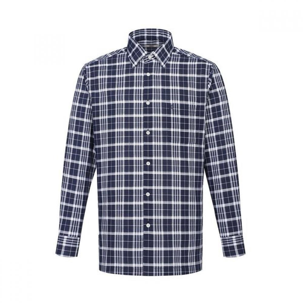 

DakS Men S Linen Check Regular Fit Long Sleeve Shirt dmS1Shcl112n1 navy/095
