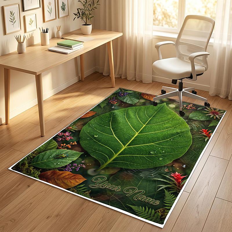 Jungle Animal Theme Soft Crystal Velvet Rug Custom Name & Text Print Non Slip Floor Rug for Bedroom Living Room