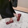 French retro Mary Jane shoes women's autumn and winter new one-word buckle soft-soled flat shoes comfortable and versatile single shoes