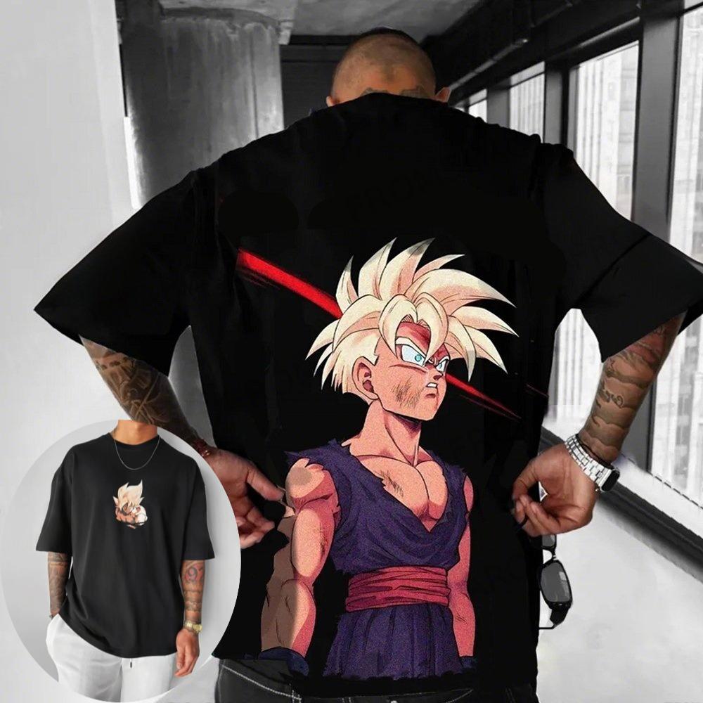 

Dragon Ball Summer Men s T-Shirt Japanese Anime Son Gohan Autumn Inside Boy Children Parent-Child Basic Trend Short Sleeve 4XL