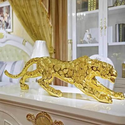 Lucky Leopard Decor Ornament for Office Living Room TV Wine Cabinet Decoration Opening Gift Leopard Mascot Home Decor Figurine