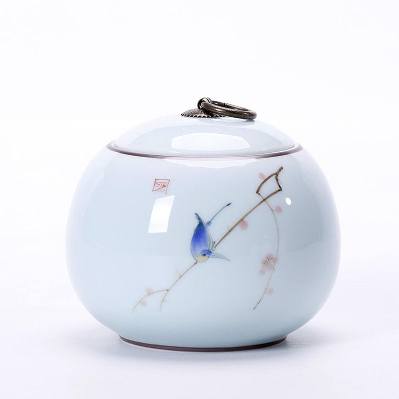 Classical Style Hand-painted Ceramic Tea Cans Non-woven Sealed Tea Storage Tank Household Large Fresh-keeping Moisture-proof Can