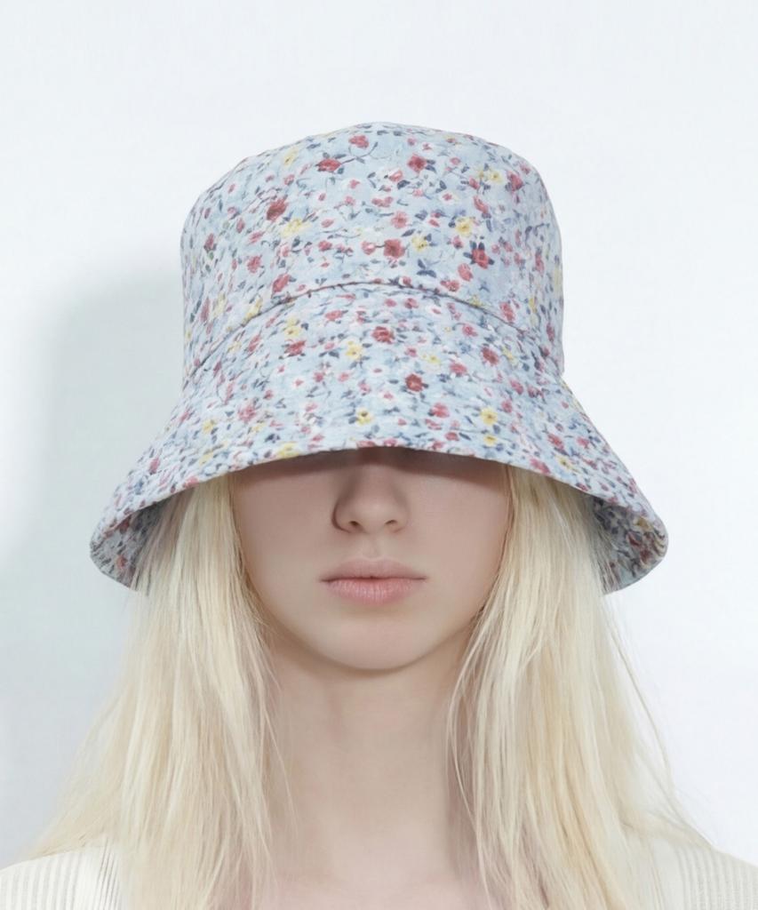 Eondeokeonteulolseutyudio Flower Pattern Bucket Hat Drop Bucket / Garden / Sky Flower
