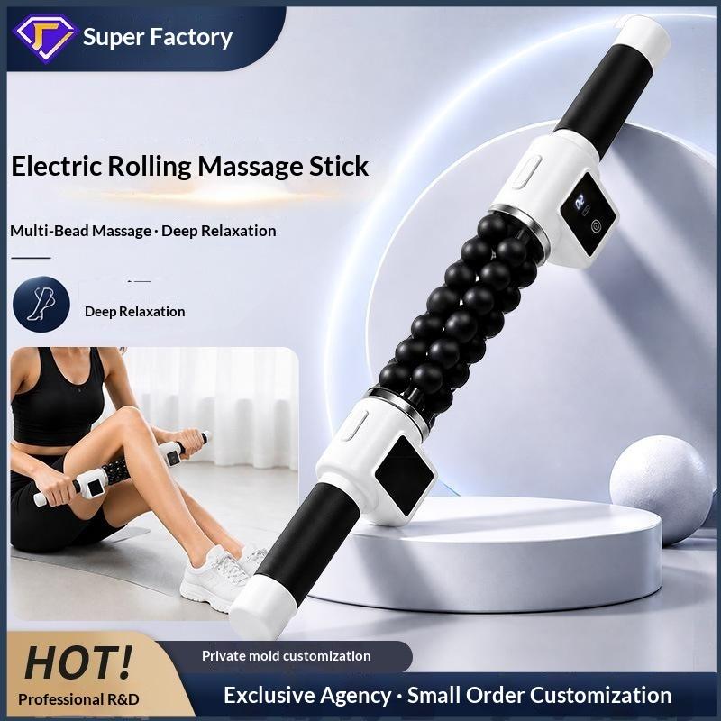 Electric Roller Massage Stick Rechargeable Deep Tissue Muscle Massager For Body Leg Relief