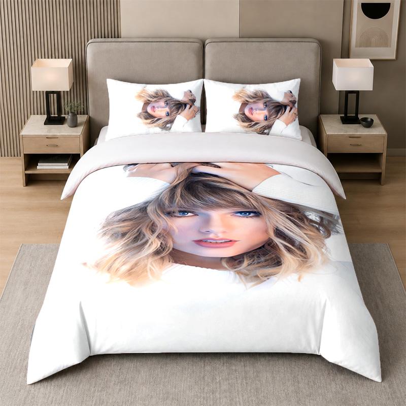 3Pcs Bed Set,Taylor Swift 1 Duvet Cover and 2 Pillowcases, Printed Bedding Decor For Guest Room