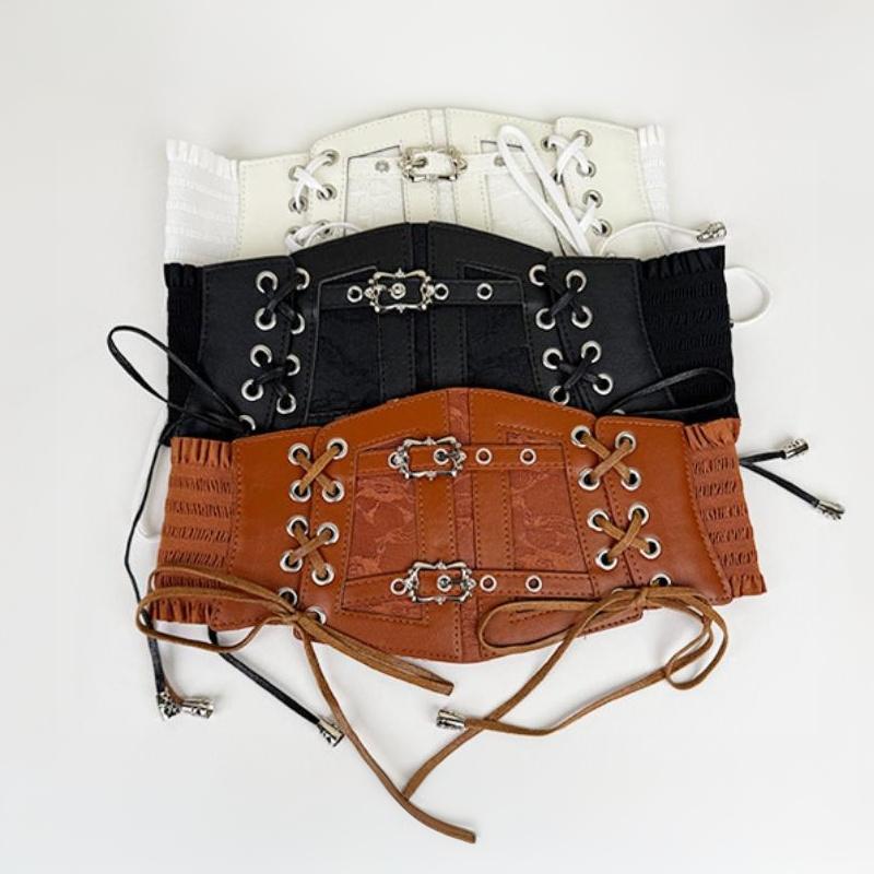 Damskie Retro Paski Korsetowe Klamra Szpilkowa Elastyczna Koronka & Styl Gotycki Pas Cummerbund Sznurek do Wiązania Goth Punk Dla Kobiet Na Koszulę Sukienkę Pasek