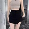 Women's Black Irregular Midi Skirt: High Waist A-Line, Summer Bodycon
