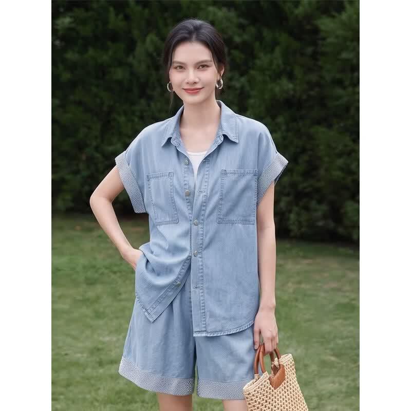 Basic House Women's Denim Two-Piece Set