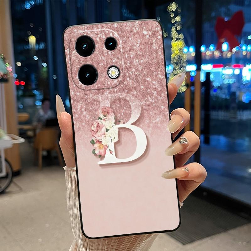 

Anti-scratch Case For Umidigi Note 100/Note 100 5G/Note 100A Soft Black Casing Fashion Letter Aesthetic Flower Couple Shell Umidigi Note 100