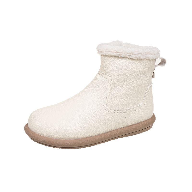 

Ретро хлопковые туфли на плоской подошве с круглой головкой, зимние сапоги на молнии, женские осенне-зимние новые бархатные утолщенные теплые короткие сапоги 40 белый