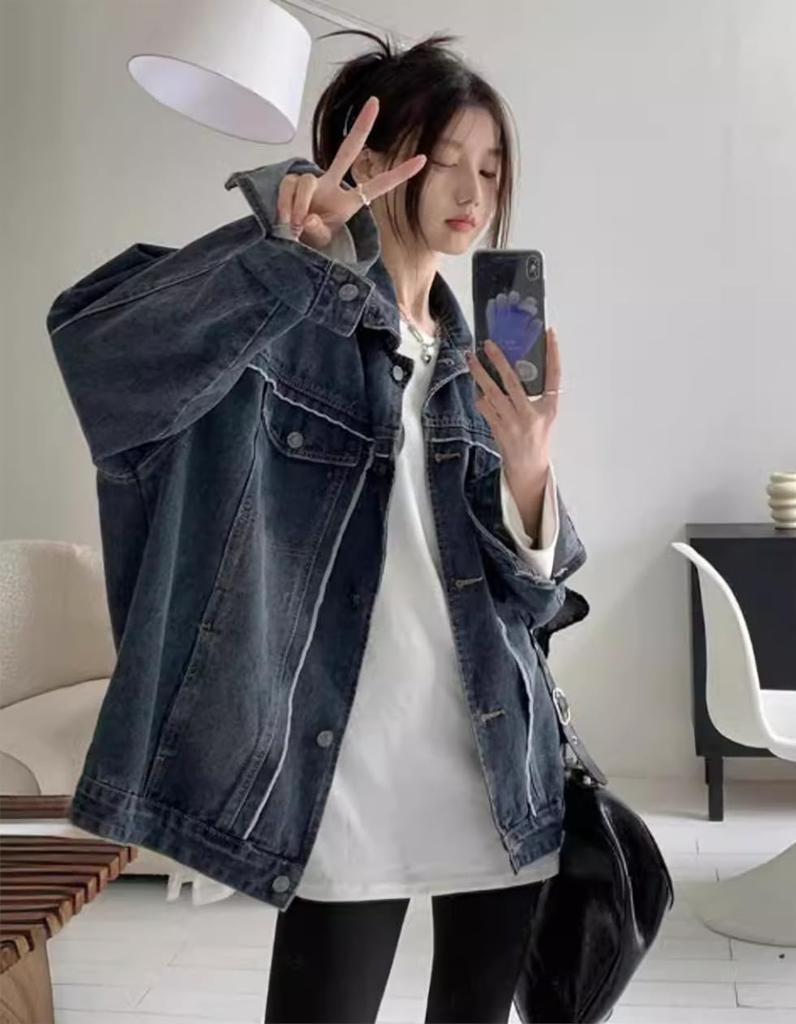 [SpringSwalloow] Dame Denimjakke – Oversized Denimtopp (Størrelse XL)