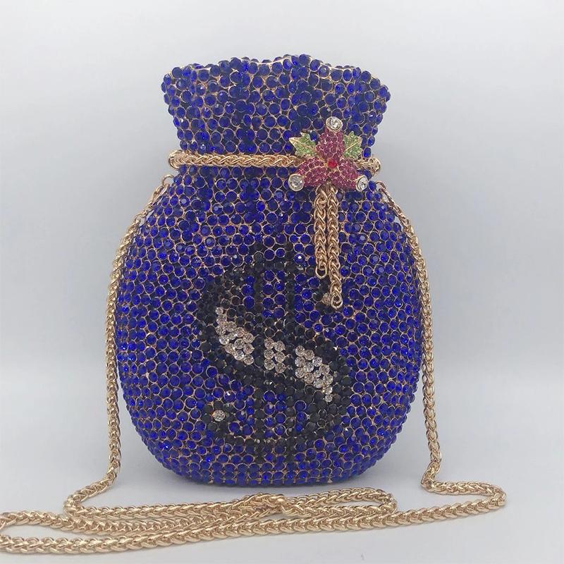 Gemstone Evening Clutch Bag Glitter Money Purse WHTUOHENG Lady Diamond Crystal Prom Wedding Clutches Bags Champagne/Gold Purses 21cmX16cmX7cm королевский синий