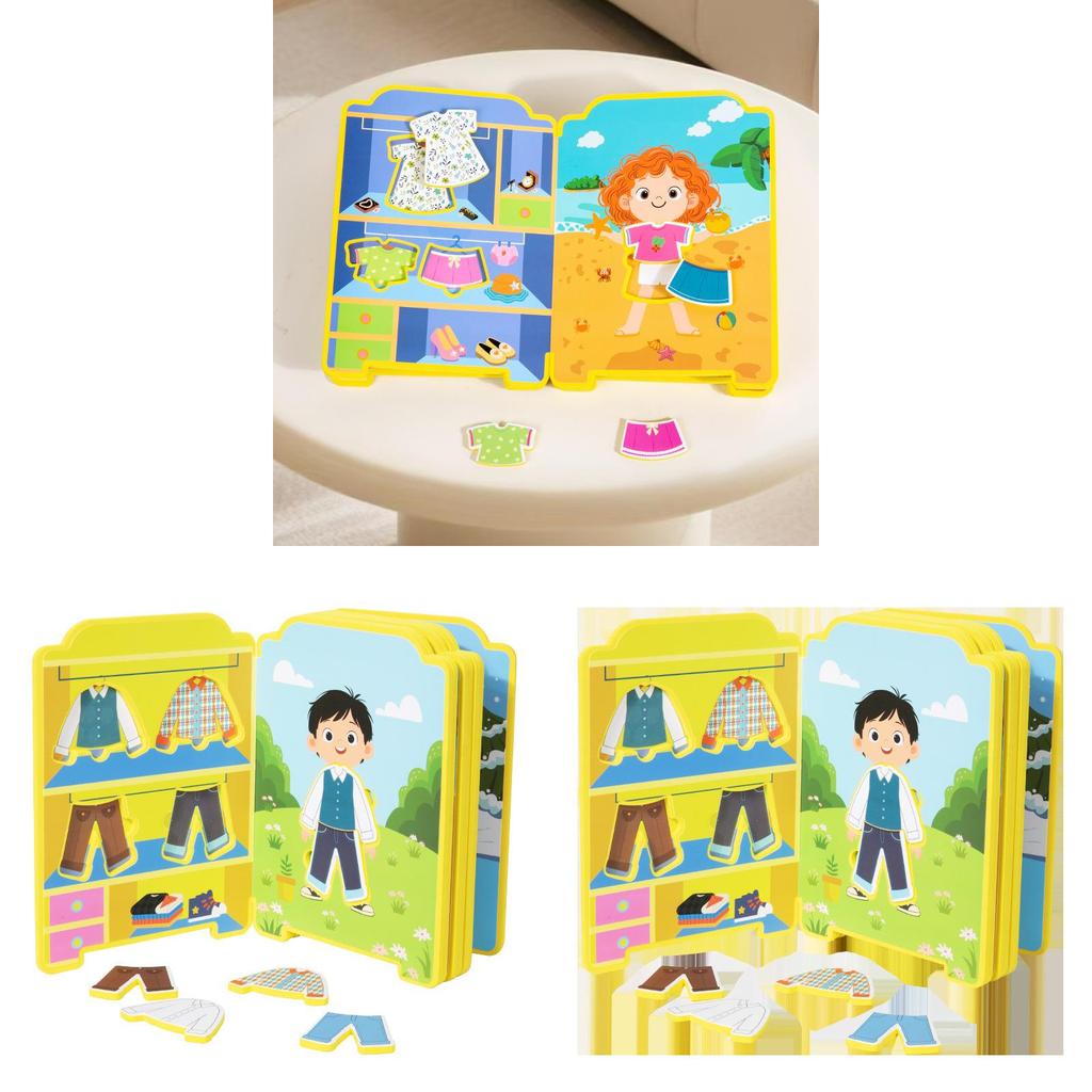 Educational Puzzle Dress Up Book For Children With Magnetic Stickers And Quiet Play