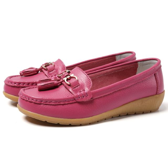 Shoes Women Big Size 44 Loafers Genuine Leather Casual Shoes Flat Comfortable Walking Shoes Slip On Moccasin Shoes Trend Sneaker