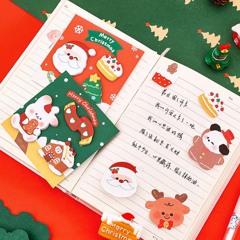 60Sheets Cartoon Christmas Sticky Notes Cute Shaped Memo Pad Christmas Gift Decoration Self-Adhesive Bookmarks School Supplies
