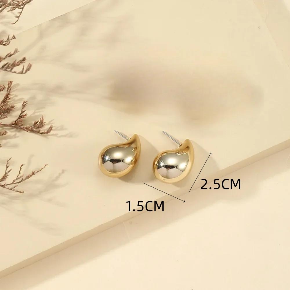 Hyperbole Long Water Droplet Flower Wing Round Wave Square Shell Golden Pendant Earrings for Women CCB Smooth Creative Jewelry