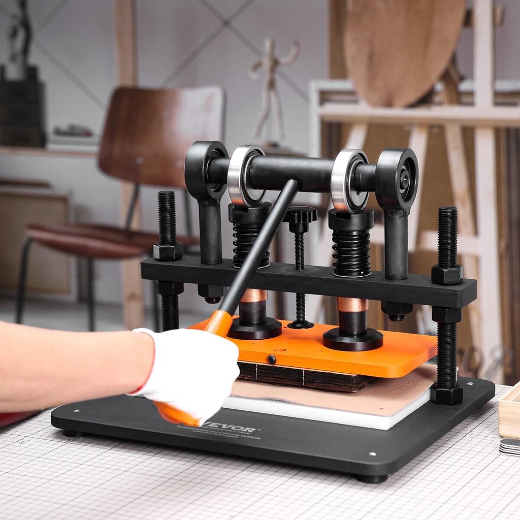 Leather Cutting Machine, 11 x 5.5 in Embossing Plate Manual Die Cutter, 0.47 in Pressure Stroke Leather Embossing Machine, Dual Guide Shafts Die Cut