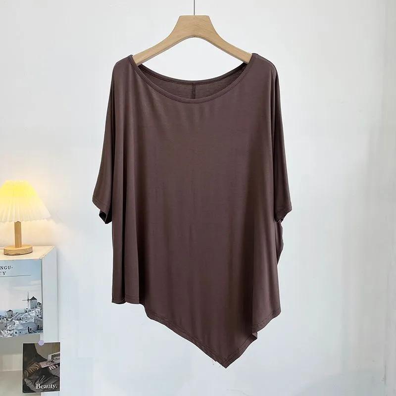 T-shirt Damski Jednolity Kolor Codzienny Duży Rozmiar Luźny Okrągły Dekolt Pulower Krótki Rękaw Top