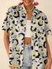 Love printed short-sleeved shirt women's summer loose casual lapel shirt retro niche top