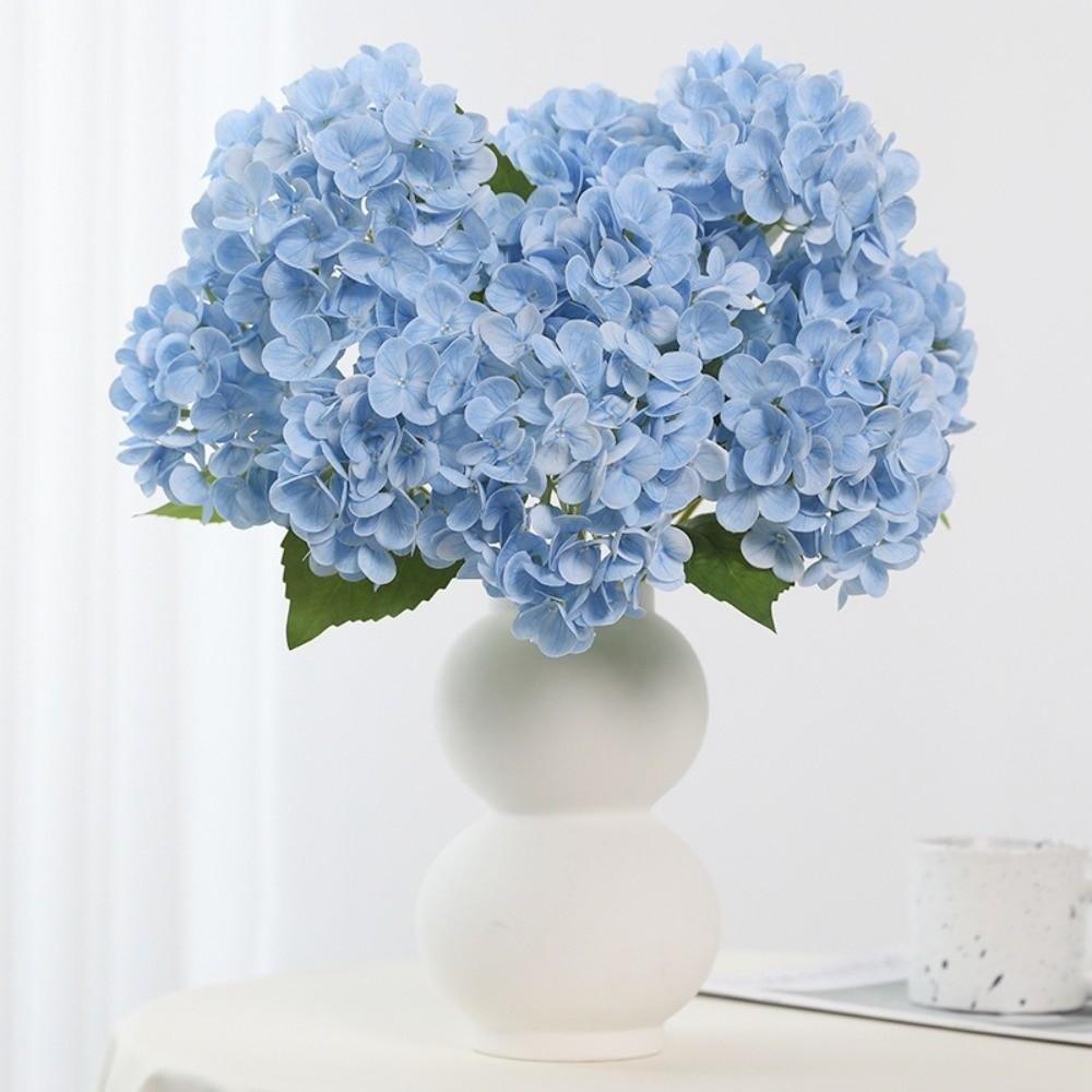 4 Heads Artificial Hydrangea Flower Realistic Faux Flowers Hydrangea Flowers Branch Outdoor Party