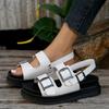2026 Summer New Fashion Thick-soled One-line Buckle Beach Roman Sandals Women's Flat Open-toed Casual Shoes