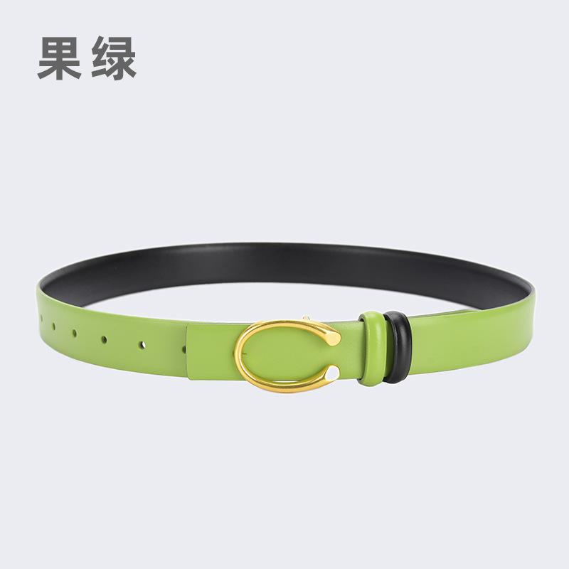 Four Seasons Available New Simplified Version Double Sided Buckle Belt Alloy Women'S Belt Fashion Versatile Leather Decorative Thin Belt