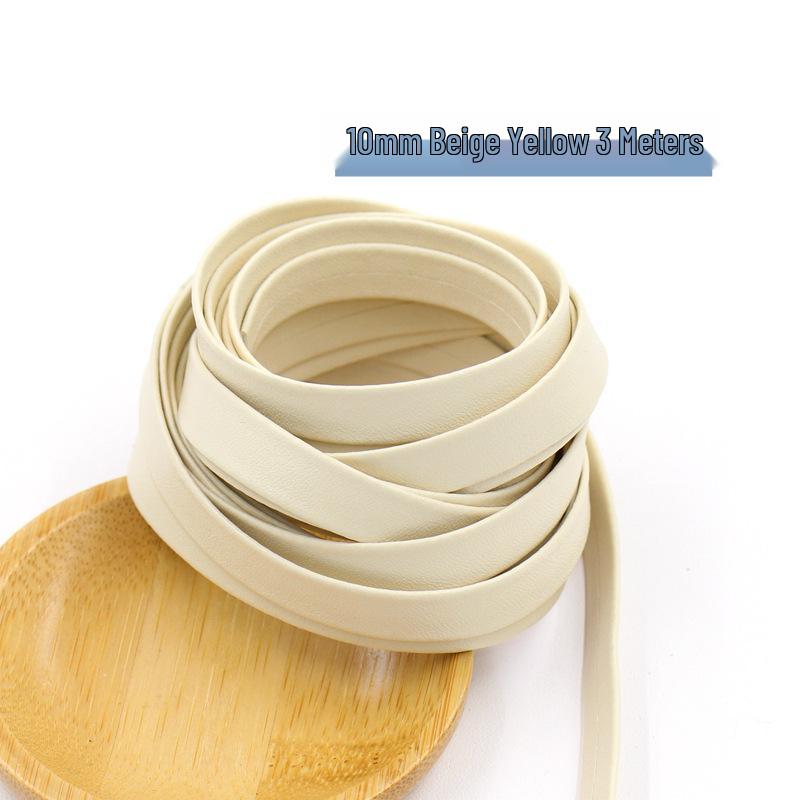 1 cm breiter PU-Leder-Paspelbesatz - 10 mm flaches Band für DIY-Schmuck, Kleidung, Gepäck und Bastelarbeiten