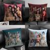 HHana Girl Group Cushion Cover Natural Linen Organic Fabric DoubleSided Printing Sofa Home Decor Gift Pillow Case