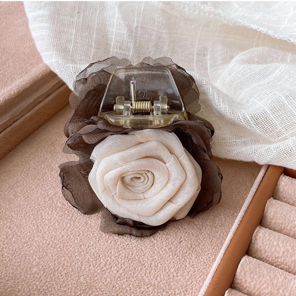 

Эластичная повязка для волос в стиле ретро с розой, модный дизайн, акриловые украшения для волос Coffee-Hair Claw