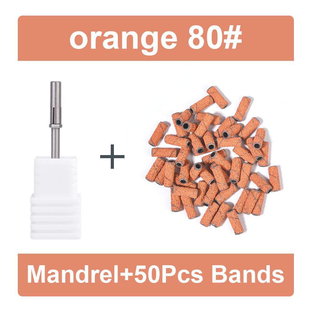 50Pcs 3MM Mini Nail Sanding Bands With Shaft 3/32" Nail Drill Bits Sand Bands Dead Skin Calluses Nail Gel Remove Nail Tool Set