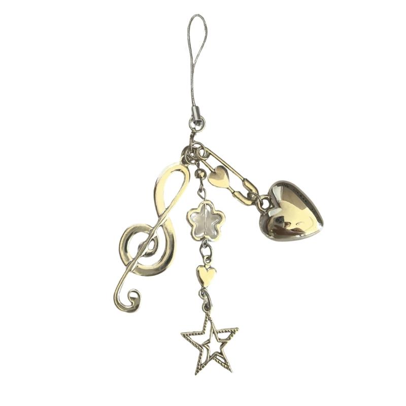 

Musical Note And Star Heart Shaped Keychain Accessories For Phone Bag Or Keys Elegant Music Theme Keyring
