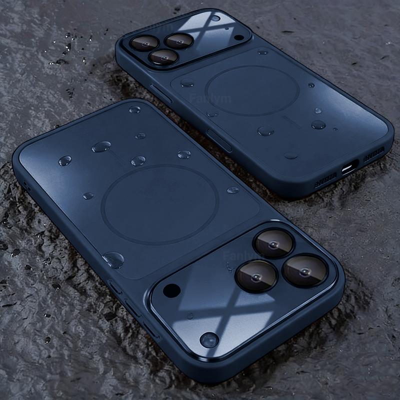 Luxury Magnetic Phone Case For iPhone 17 16 15 14 13 Pro Max For MagSafe Shockproof Hard Glass Lens Protection Matte Cover