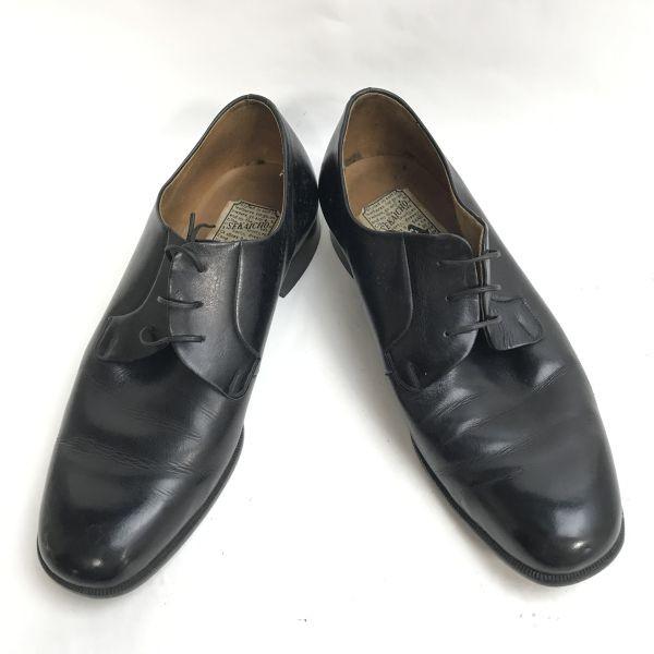 SEKAICHO Leather Plain Toe Dress Shoes 24.5 Black vintage(USED)