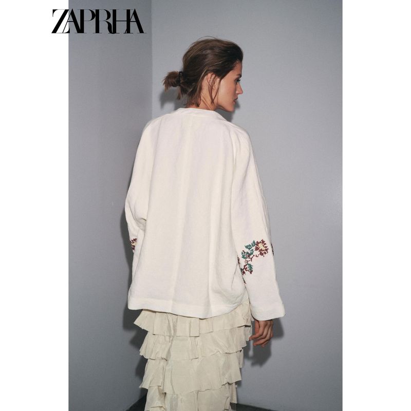 Zaprha 2025 Summer New Versatile Contrast Color Patchwork Embroidered Applique Design Kimono Outerwear 4786203