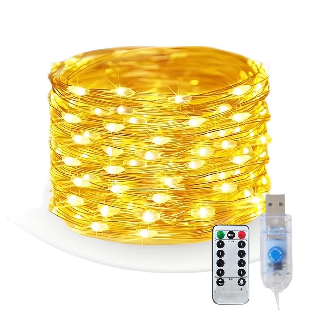 USB Remote Control LED Copper String Lights - Eight-Function, Colorful, Waterproof, Perfect for Christmas and Atmosphere Decoration