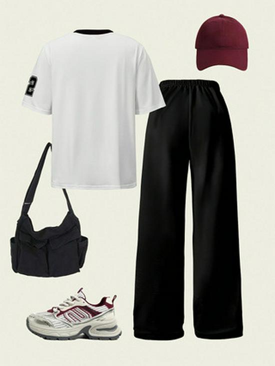 Y2K Football Jersey T-Shirt & Straight Sports Pants Set
