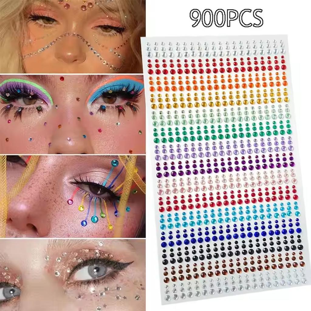 Eyes DIY Rainbow Color Patch Art Accessories Music Festival Stage Performance Face Jewels Rhinestone Makeup Accessories