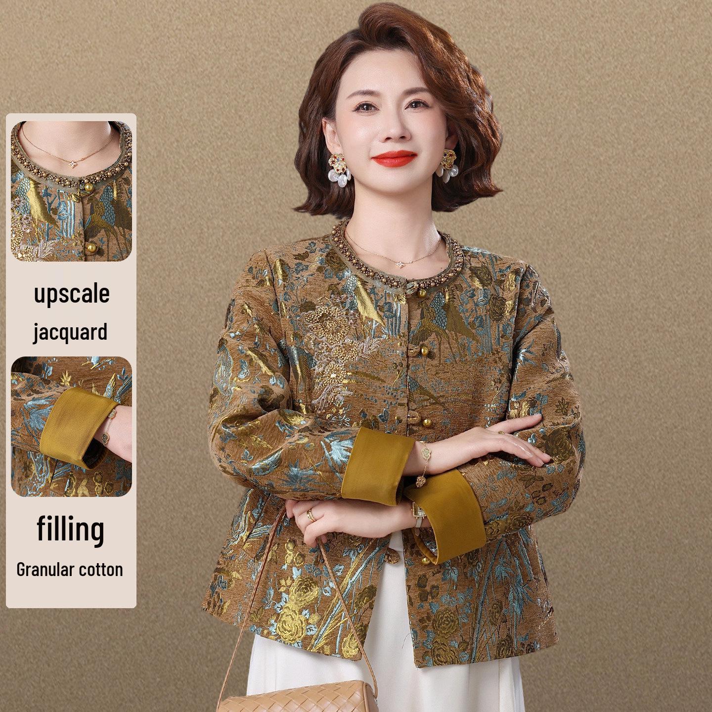 

Spring Retro Chic Jacket for Mother s Day - Elegant Mid-Aged & Elderly Women s Outerwear 2XL (135-150 lbs)