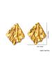 Gold C-Shaped Round Hoop Earrings with Bright Surface, French Light Luxury, High-End Stainless Steel