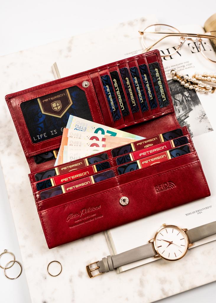 Women's leather wallet PTN 1680133-TVT-6561 Red