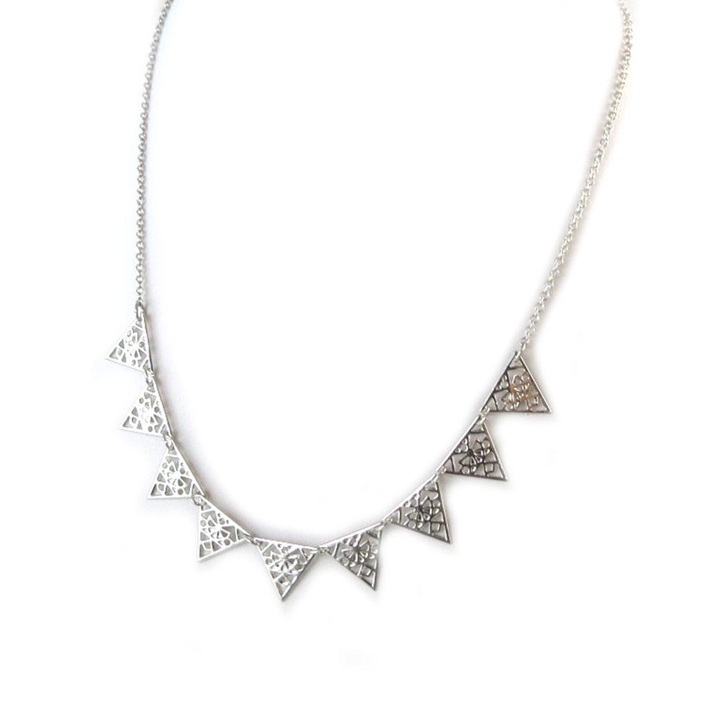 Les Trésors De Lily [N8789] - Silver 'Cléopatra' Designer Necklace (triangles)