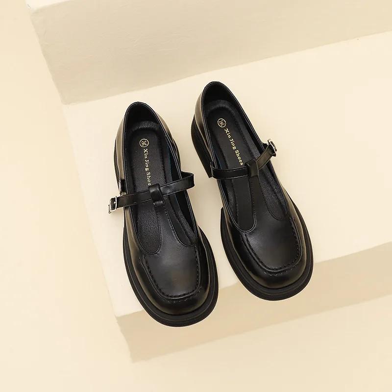 Shoes Woman 2026 British Style Oxfords Platform Low Heels Female Footwear Preppy Leather Creepers Retro Summer Ladies Sandals