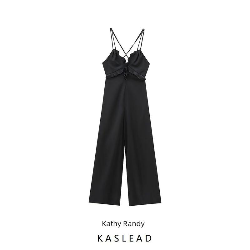 Kaslead New Arrival Women's Clothing Fashion Style Fashion Laminated Decoration Loose Jumpsuit 8489959