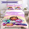 3pcs Duvet Cover Set (1*Duvet Cover + 2*Pillowcase, Without Core), Gabby's Dollhouse Print Soft All‑Season Bedding Set, Home Bedroom Decor Gift