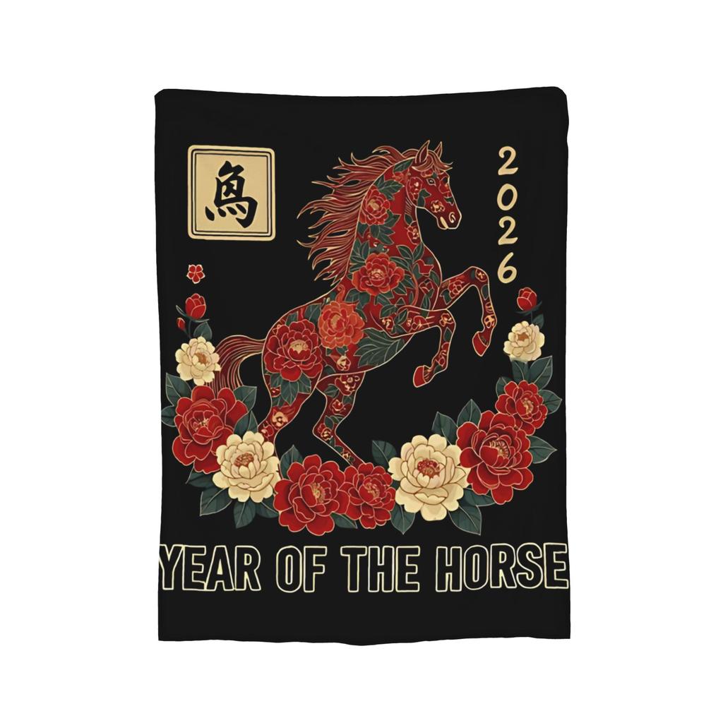 Chinese New Year Year of The Horse Flannel Blanket Awesome Throw Blanket for Sofa Bedding Lounge 200x150cm Quilt,